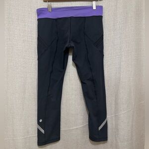 Lululemon Athletica Black and Purple Crop Performance Leggings